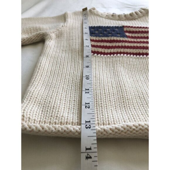 Ralph Lauren Kids Knit American Flag Sweater Girls 4T Ivory/Beige Cotton - Picture 9 of 9
